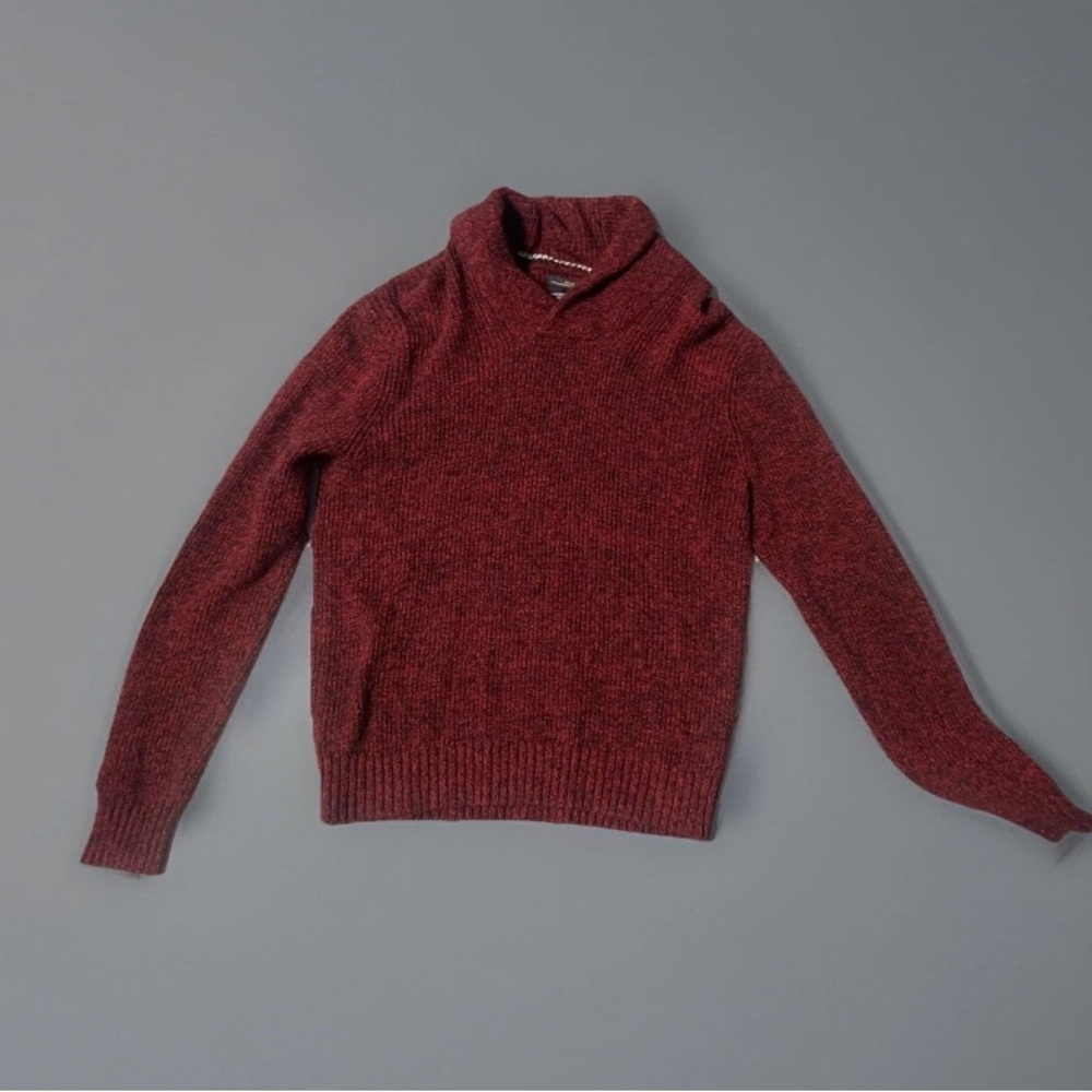 American Eagle Sweater Womens Medium Red Black Heather Knit Wool Blend Preppy
